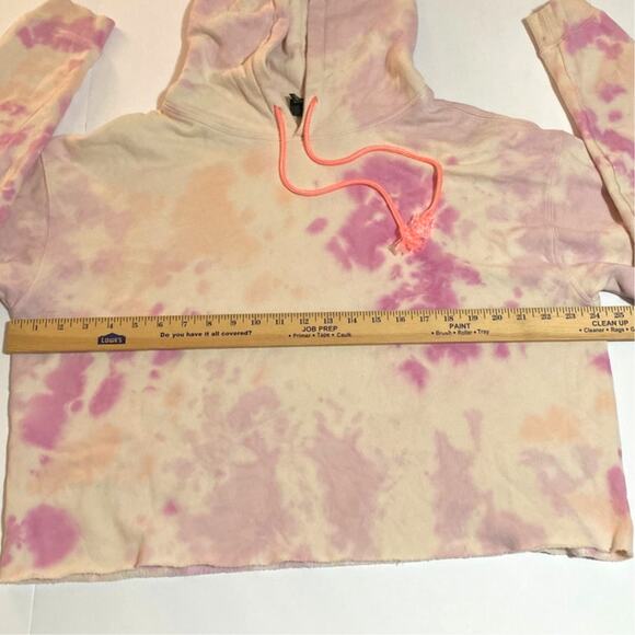 Women’s Pink Tie-dye Oversized Crop Hoodie Size Large Relaxed Comfort Casual - Picture 8 of 11